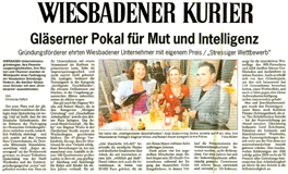 Wiesbadener Kurier Gl&auml;serner Pokal f&uuml;r Mut und Intelligenz